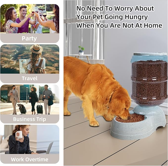 Kenond 3 Gallon Gravity Feeder, Automatic Dog Feeder, Dog Food Dispenser for Large Breed