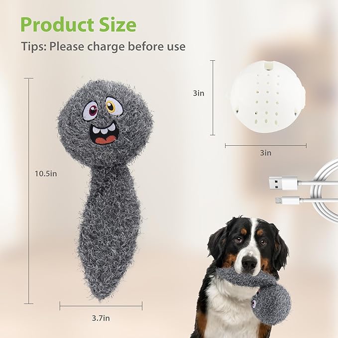 PETGEEK Interactive Dog Ball Toy, Automatic Dog Toys with Music and Recording, Rechargeable Vibrating Dogs Ball for Small/Medium/Large Sizes, Enrichment Toy for Doggy to Keep Them Busy (Brown)