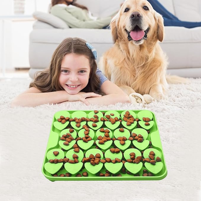 Small Silicone Snuffle Mat for Small Dog Puppy Cat Slow Down Eating,Slow Feeder Lick Mat for Dry Wet Food for Pet Training Smell,Encourages Natural Foraging Skill,Relieving Stress (Green)