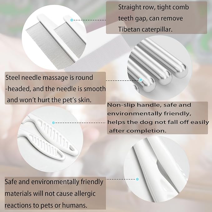 Zoocozy Pet Grooming Combs Kit for Dog Cat, Dog Brush for Shedding, Cat Deshedding Brush for Removal of Long Matted Fur on Pet(Blue)