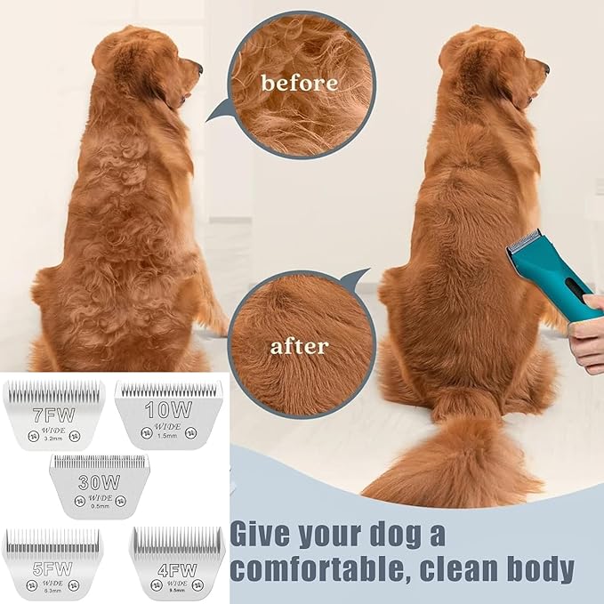 Wide Blade 4FW, Pet Dog Grooming Blade Compatible with Andis,Oster A5,Wahl km10 Clippers, Grooming Wide Blade, A5 Type Blade,for Animal Dog,Cat,Horse (30W+7FW+5FW+4FW)