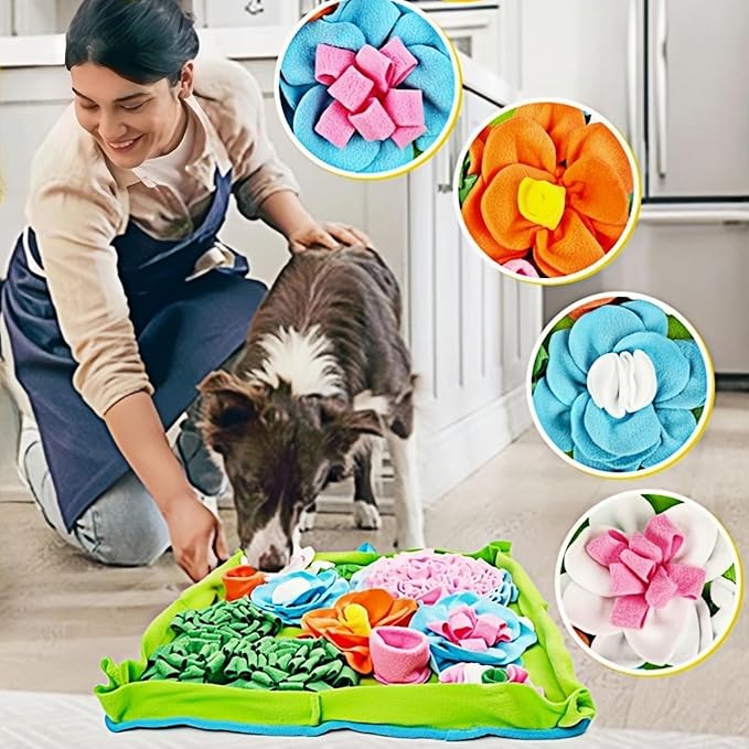 Snuffle Mat for Dogs, Slow Feeding Game Interactive Puzzle Dog Food Mat,Encourage Natural Foraging Skill-Dog Snuffle Mat 19.7''x19.7''Easy to Clean, Durable