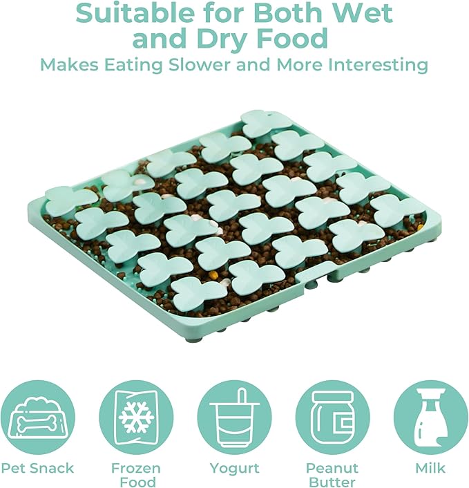 Snuffle Mat for Dogs, Lick Mat for Dogs to Slow Down Eating, Dog Puzzle Toys for Large and Medium Breed Dogs, Silicone Dog Bowls for Dry, Wet, Raw Food, Green
