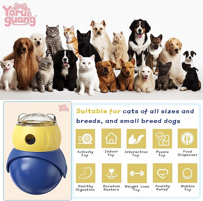 Interactive Dog Toy-Dog Treat Toys/Cat Food Feeder, Pet Indoor Exercise Swinging Nonpareil Feeder for Cats, Dogs