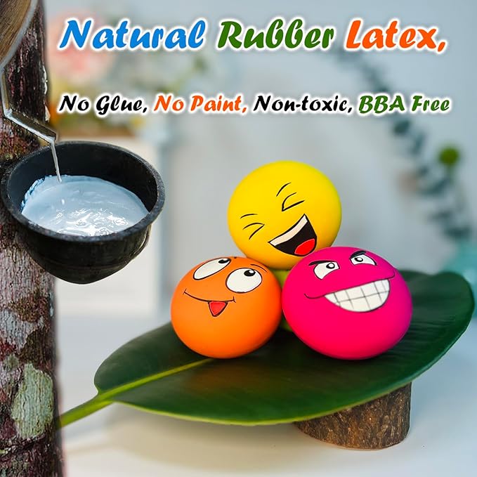 Small Squeaky Dog Toys for Small Dogs Toys, Soft Latex Small Dog Squeaky Toys, Flat Squeaky Dog Balls for Small Breeds, Smile Face Puppy Squeaky Toys 6PCS