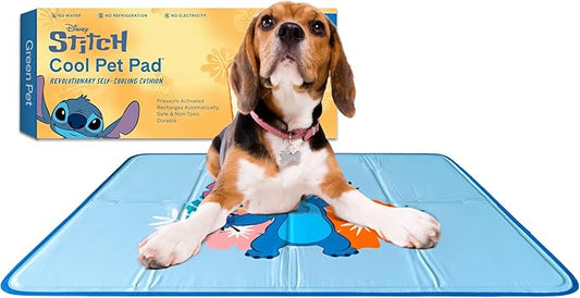 The Green Pet Shop Cool Pet Pad - Small, Disney’s Stitch - Self-Cooling, Pressure Activated Mat for Dogs & Cats from 9-20 lbs - Non-Toxic Gel, No Water Needed