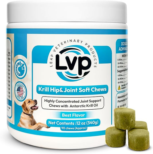 Dogs Suplements Hip & Joint - Krill Oil and Glucosamine Soft Chews, Joint Supplement for Dogs with Krill Oil,Glucosamine, Chondroitin, MSM, Turmeric, Anti Inflammatory, Mobility (Beef 90ct)