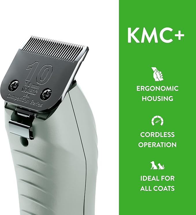Wahl Professional Animal KMC+ 2-Speed Cordless Clipper (3025661) - Detachable Blade Pet & Dog Clipper Kit - Patented Ergonomic Housing Design - Sage