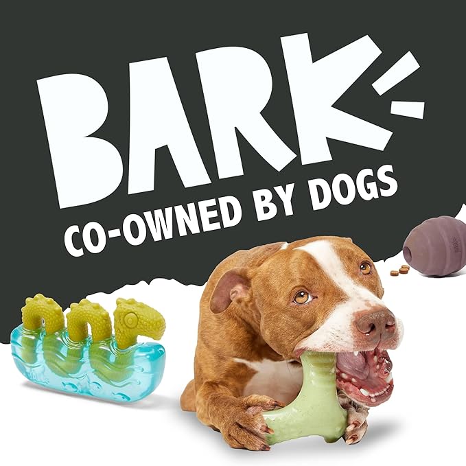 Barkbox Hambone Super Chewer Tough Dog Chew Toy for Aggressive Chewers, Plush Cover with Rubber Core - 2 Toys in 1 – Two Layer Treat Dispensing Dog Toy for Large Dogs