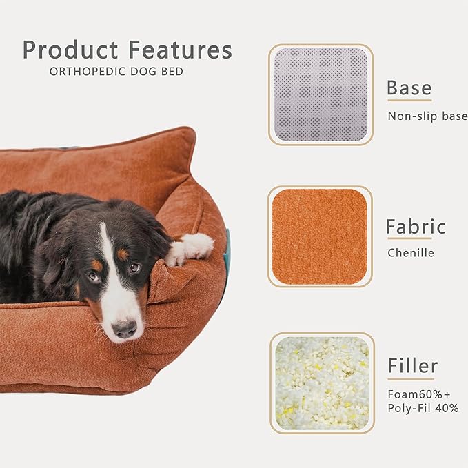 Orthopedic Dog Bed for Small Dogs - Washable Pet Bed with Removable Side Bolsters, Non-Slip Durable, Plush Cat Sofa for Comfort - Soft Supportive Small Dog Sofa (Brown)