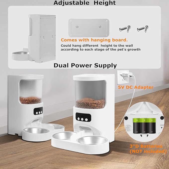Automatic Cat Feeder with Camera for 2 Cats,1080P HD Video Night Vision Pet Feeder Food Dispenser,5G&2.4GHz WiFi Pet Feeder with 2 Way Audio,Smart App Control 4L Pet Dry Food Dispenser for Cat/Dogs