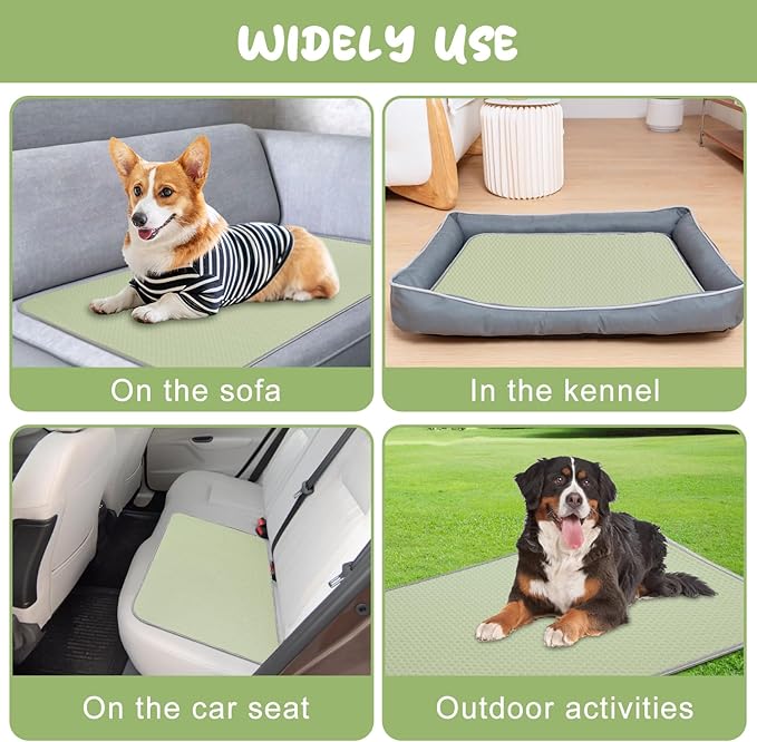 Summer Dog Cooling Mat Washable Ice Silk Self Cool Pad for Small Dogs and Cats, 27x22in Pet Sleeping Pad for Crate, Bed, Indoor & Outdoor Floor, Car Seats