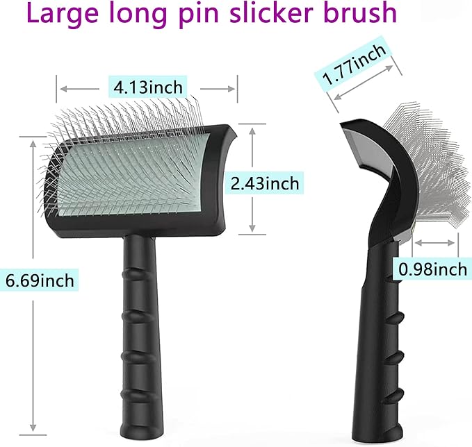 Large Slicker Brush for Dogs,Cats,Extra Long Pin Shedding Brush for Long Haired Dog,Cat, Pet Grooming Wire Brush for Thick Undercoat Curly Hair,25mm(1"),Black