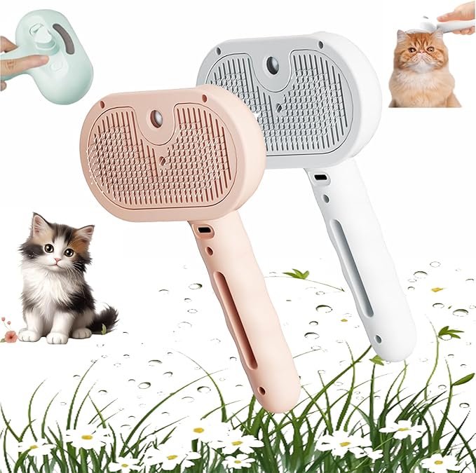Glofur Pet Steam Brush, Pet Spray Brush for Cats, Spray Defur Comb with No-Rinse Shampoo for PetBathing, Dog Brush, SprayCat and DogBrush