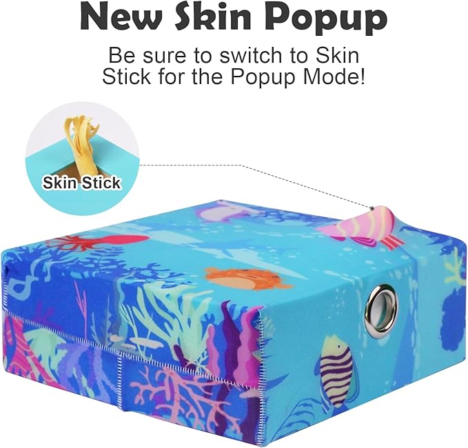 Migipaws Automatic MigiBox Cat Toys 3 n1 Interactive Pounce Mystery Under PopSkin 7 Holes Cardboard Kitten Toys for Indoor Rechargable 6 Accessories(Blue)