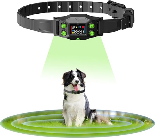 AEZ Smart Dog Collar, GPS Dog Tracker, Wireless Dog Fence System, Invisible GPS Fence Collar for Dogs with Beep Vibration Alert Modes, Radius 25-999 Yards for Over 15lbs Dogs, IPX7 Waterproof