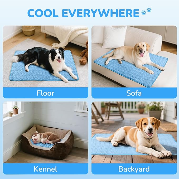 awrose Dog Cooling Mat, Summer Self Cool Pet Cooling Blanket for Dogs Cats, Easy Washable Foldable Dog Cool Pad for Crate, Bed, Floor, Car Seats, Lawns, Indoor, Outdoor
