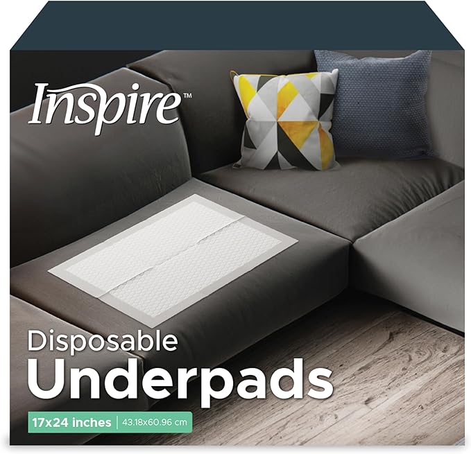 Inspire White Disposable Dog Pee Pads, 120ct Disposable Puppy Training Pads | Puppy Pads for Dogs (24" x 17")