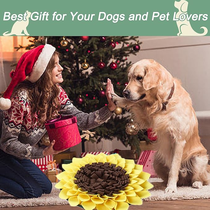 Snuffle Mat for Dogs, Pets on Safari Pet Sniffing Pad for Slow Feeding, Puppy Cat Interactive Puzzle Toys for Smell Training, Indoor Foraging Mat for Stress Relief, Yellow (S)