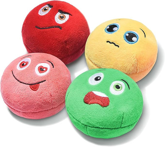 Squeaky Dog Toys, Stuffed Plush Puppy Toy Balls to Keep Them Busy, (4 Pack) Interactive Funny Pet Ball with Squeaker for Puppies Small Breed Medium Dogs