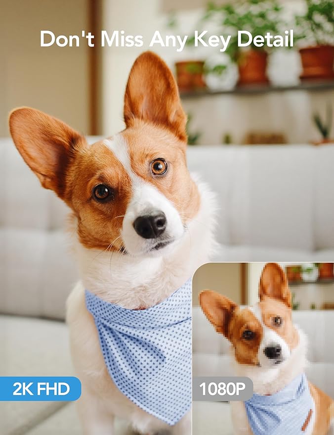 GNCC Indoor Security Camera, 2K Cameras for Home Security with Motion Detection, Baby/Pet Camera with Phone App, Night Vision, 2-Way Audio, TF/Cloud Storage, Works with Alexa & Google Home, 2.4G WiFi