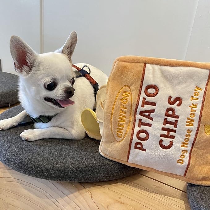 Dog Enrichment Puzzle Toys, Interactive Snuffle Crinkle Treat Toy for Boredom and Mental Stimulating, Nose Work Potato Chips Dog Toy for Small, Medium and Large Dogs