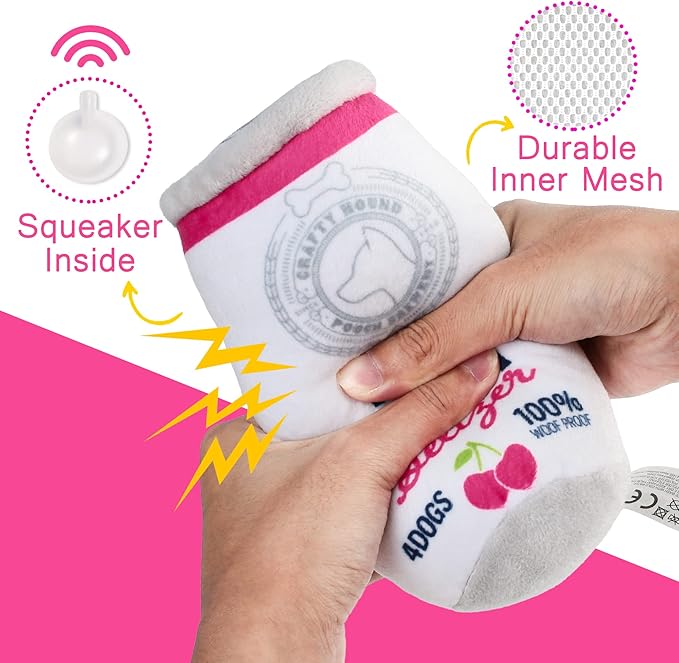 Prime Pets Plush Dog Toy, Dog Squeaky Toys, Beer Pet Toy for Small Medium Large Dogs, Stuffed Puppy Chew Toys