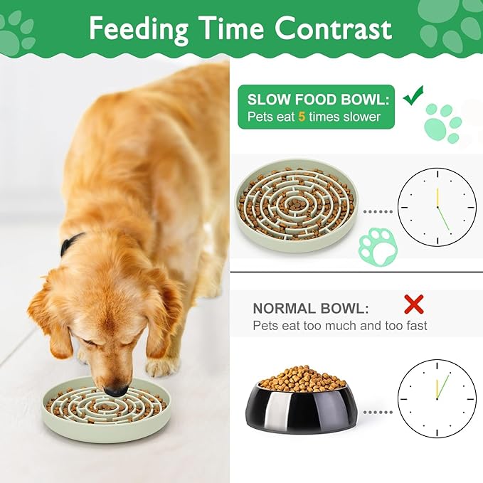 Slow Feeder Dog Bowls Silicone Maze Food Suction Bowl Feeders Pet Puzzle Lick Mat to Slow Down Eating for Medium Small Breed Size Dogs