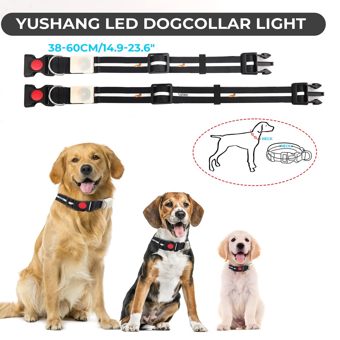 YUSHANG LED Dog Collar Waterproof Design Rechargeable