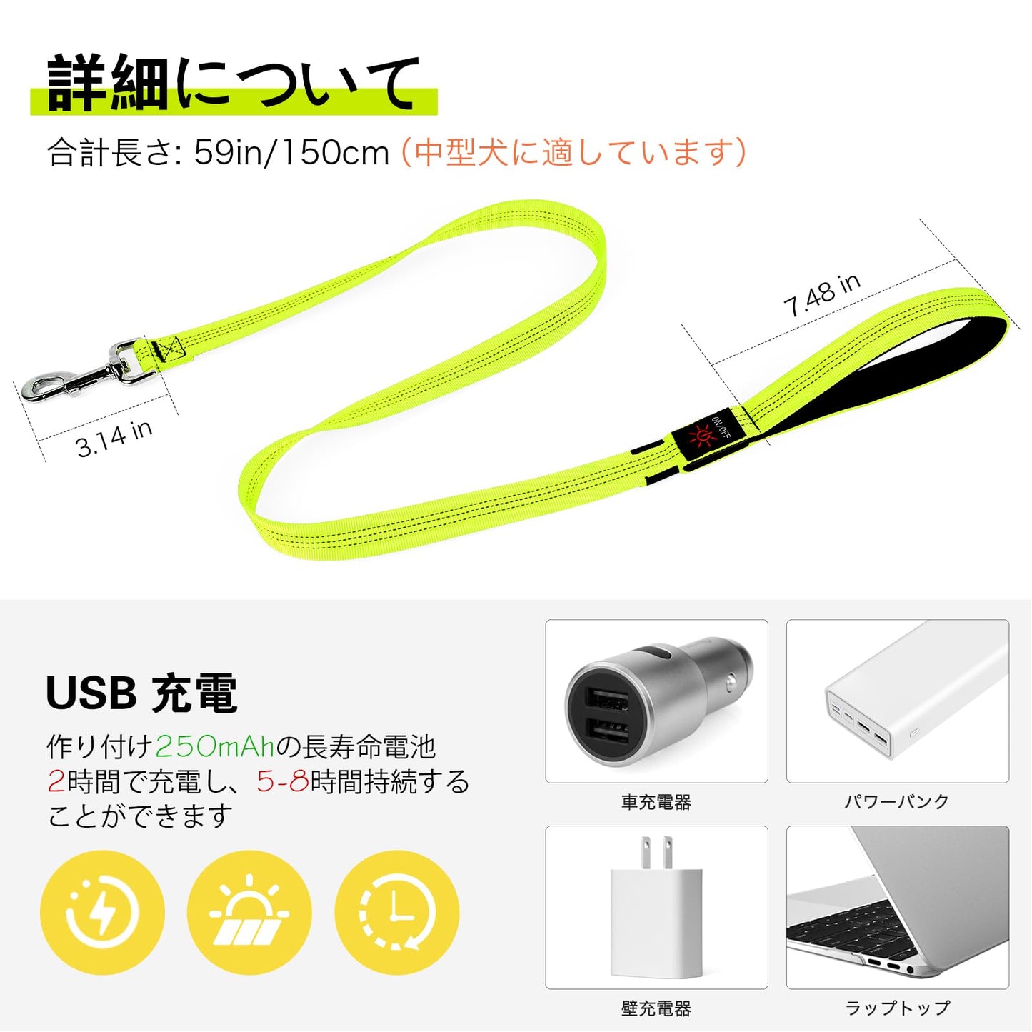 Dolitego Light Up Dog Leash, 5 Ft LED Dog Leash Rechargeable Pet Leashes Glow in The Dark Dog Lights for Night Walking (Green)