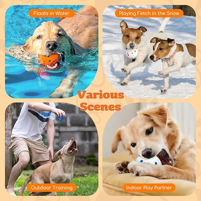 Nobleza Dog Ball Toy Tennis Bouncying Training Balls, Aggressive Chewer Teething Durable Floating Dog Tennis Balls, Interactive Pet Popcorn Ball for Medium Small Pet Puppy, 8 PCS
