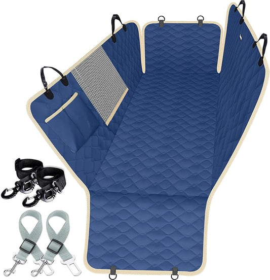 Lassie Dog Car Seat Covers for Back Seat, Waterproof Dog Car Hammock with Mesh Window Durable Scratch Proof Nonslip Pet Car Seat Covers Universal Fit Protector for Cars, Trucks & SUVs