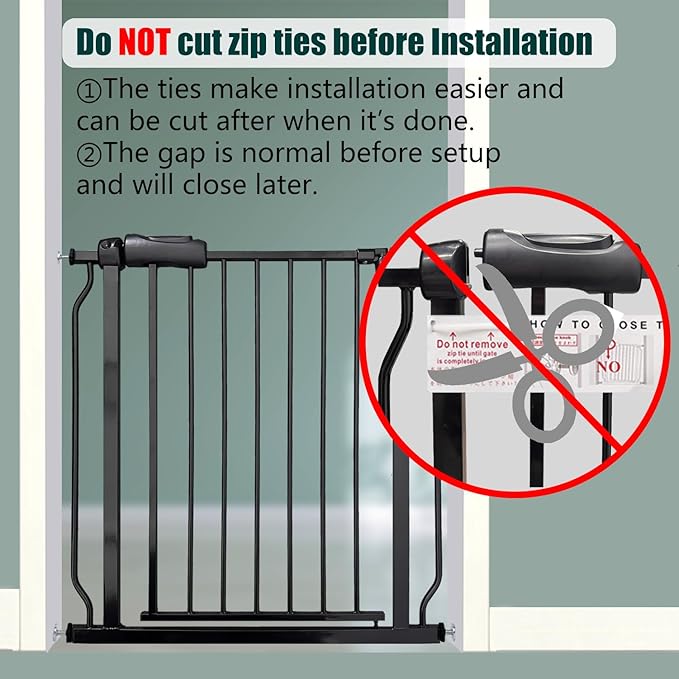 Heavy Duty Baby & Dog Safety Gate 86-104.7 Inch, Black Metal, Pressure Mounted No Drilling Pet Gate for Large Openings