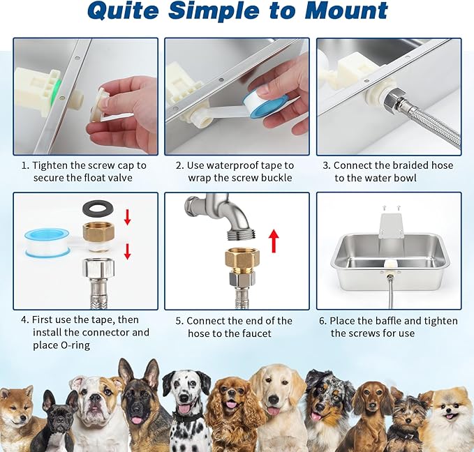 BWOGUE 3 Gal Automatic Dog Water Dispenser for Large Dogs Stainless Steel Outdoor Water Bowl Large Breed Self Filling Dog Waterer Feeder for Dogs Cat Chicken Livestock