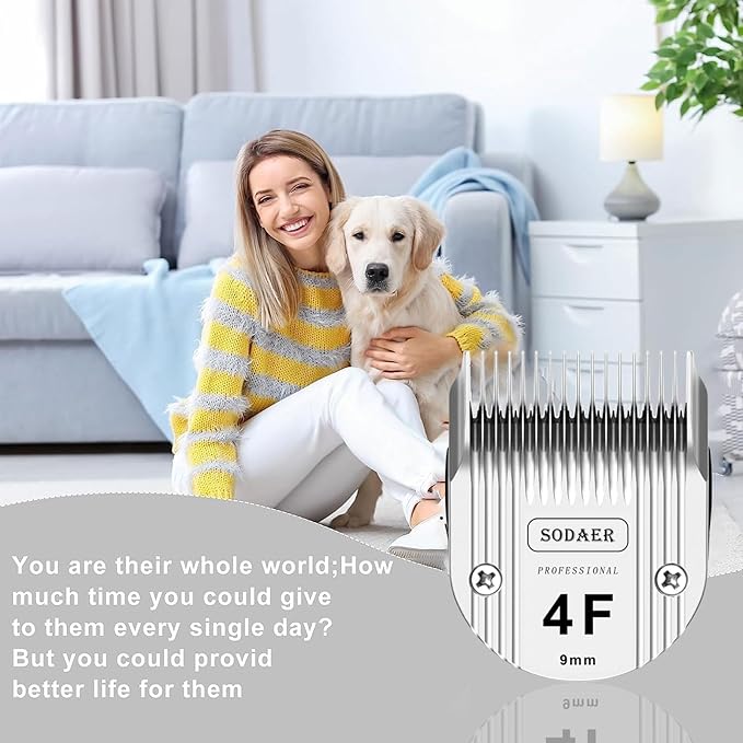 4F Detachable Pet Dog Grooming Clipper Ceramic Blade Compatible with Wahl Bravura .Chromado,Creativa,Figura Dog Clippers for Dogs Grooming,Size 4F Cut Length 3/8"(9mm), 2Pack