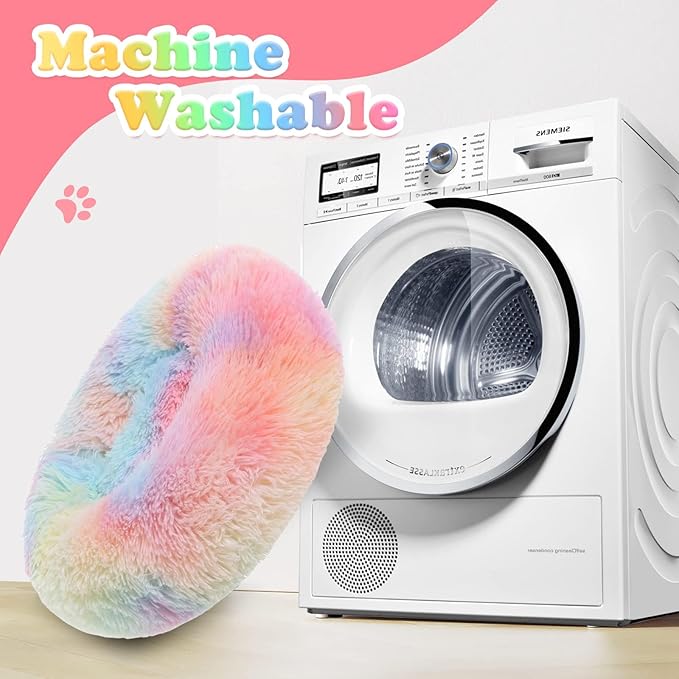 JOLLYVOGUE Dog & Cat Bed, Calming Anti-Anxiety Pet Bed for Small Dogs, Fluffy Donut Cushion for Small and Medium Pets (23")