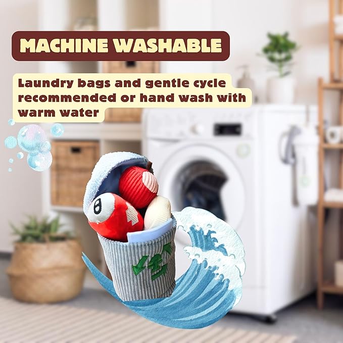 Squeaky Dog Toy, Interactive Plush Hide & Seek Puzzle Toys for Small Medium Large Dogs â Treat Dispenser 4-in-1 Durable Chew Toy, Dog Birthday for Dog Gifts (Trash Can)