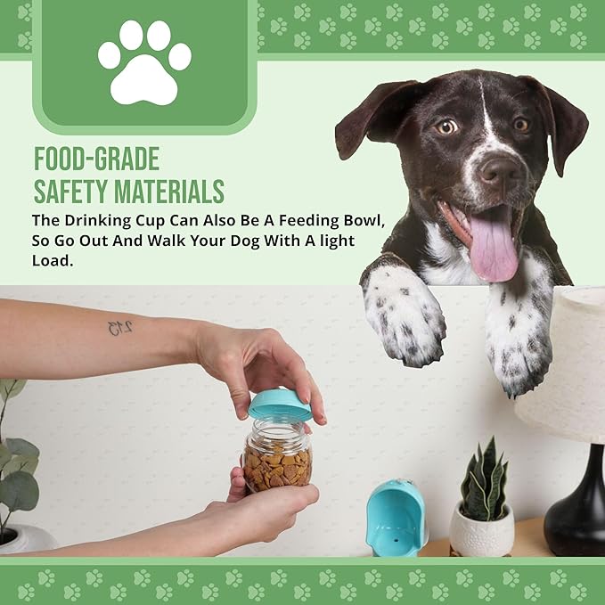 Leak Proof Portable Dog Water Bottle with Bowl – Travel Pet Water Dispenser for Walking & Hiking – Food Grade Plastic – Choose from 3 Colors (Green, 500 ml)