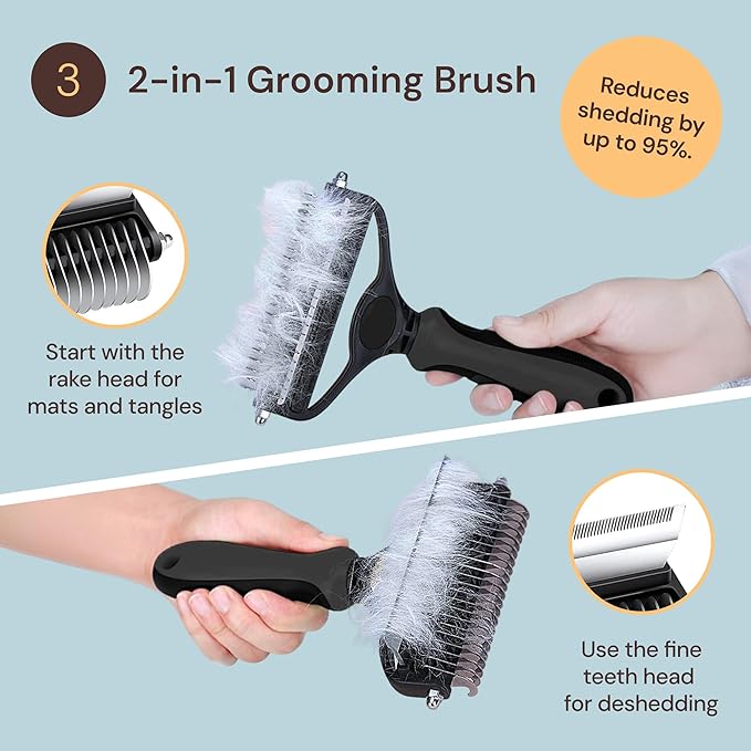 Sunny & Honey Professional Dog Shampoo Bundle - 16 oz Coconut Shampoo & 8 oz Breeze Perfume - 4-in-1 Cleanse & Condition - Includes Deshedding Brush, Microfiber Towel & Deodorizing Cologne Spray