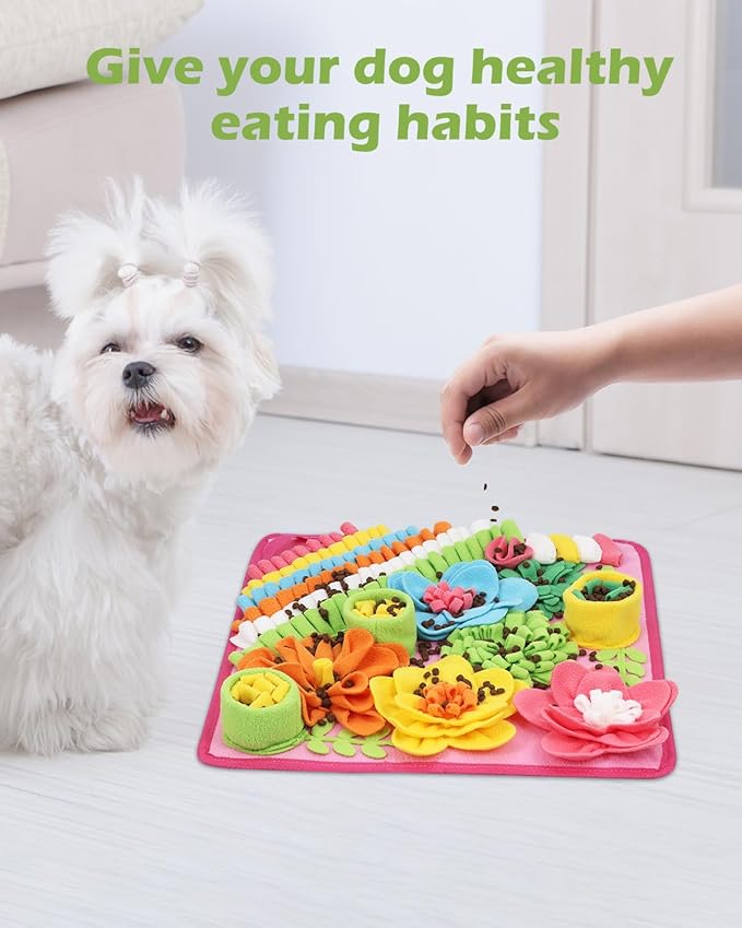 KeeKit Snuffle Mat for Dogs & Cats - Slow Feeding Mat for Small & Medium Breeds, Encourages Natural Foraging Skills, Durable Foraging Mat for Mental Stimulation, Pink