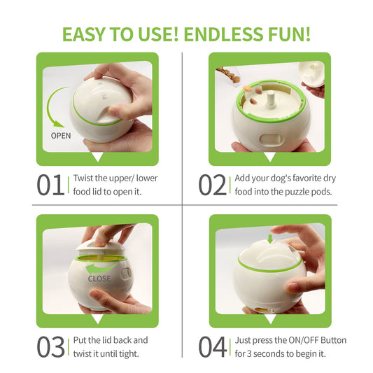 PETGEEK Interactive Treat Ball - Automatic Dispensing Dog Toys with IQ Training, Safe ABS Motion Balls