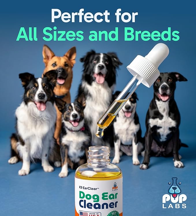 Ear Clear, Natural Dog Ear Cleaner and Infection Treatment for Dogs, Dog Drops for Itching, Irritation, & Wax Build-Up, 1 oz Bottle with Dropper