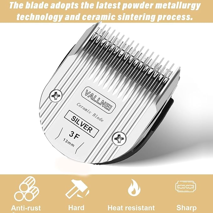 Detachable Adjustable Pet Dog Grooming Clipper Replacement Blade Compatible with WAHL Professional Animal Blade Arco, Bravura, Chromado, Creativa, Figura, and Motion Pet, Dog, and Horse Clippers(3F2)