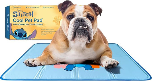 The Green Pet Shop Cool Pet Pad - Medium, Disney’s Stitch - Self-Cooling, Pressure Activated Mat for Dogs & Cats from 21-45 lbs - Non-Toxic Gel, No Water Needed