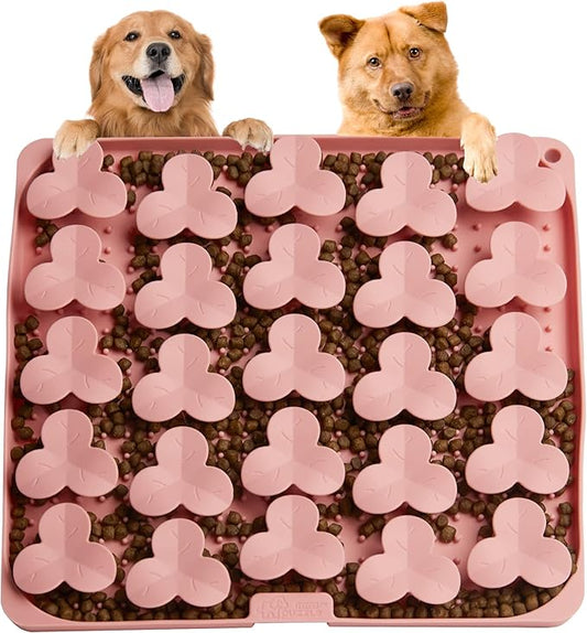 Snuffle Mat for Dogs, Lick Mat for Dogs to Slow Down Eating, Dog Puzzle Toys for Large and Medium Breed Dogs, Silicone Dog Bowls for Dry, Wet, Raw Food, Pink