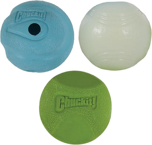 Chuckit! Fetch Pack Dog Balls - Interactive Dog Toys, High-Bounce Fetch Ball, Floating Ultra and Rugged Balls, Durable - Size Small, 2-inch Diameter, Set of 3