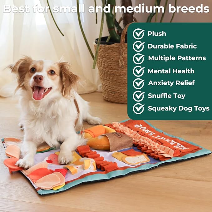 Snuffle Mat for Dogs Pastry Shoppe for Large Dog Snuffle Mat 24” x 19”, Plush Enrichment Toy for Slow Feeder, Puppy Toys to Keep Them Busy, Machine Washable, Snuffle Mat for All Breed Sizes