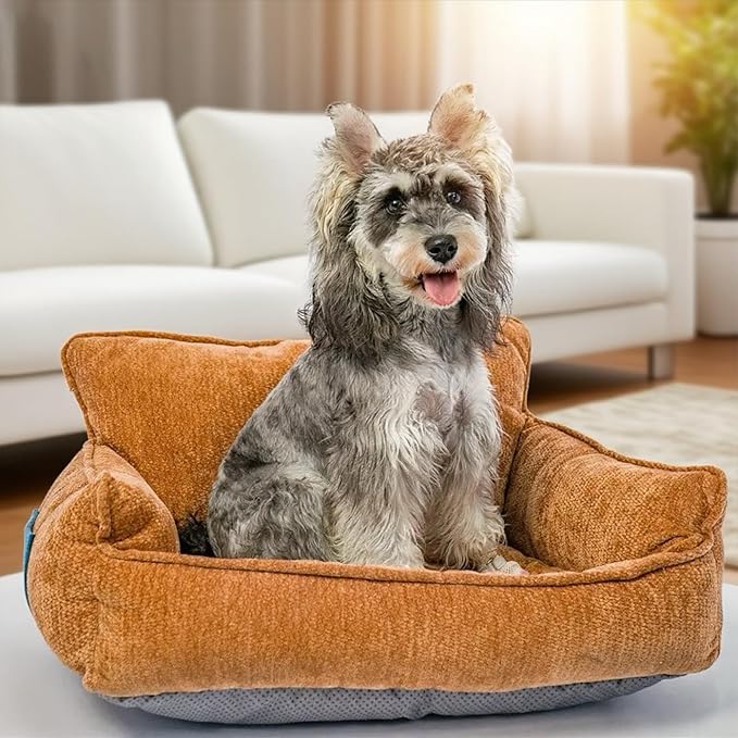 Orthopedic Dog Bed for Small Dogs - Washable Pet Bed with Removable Side Bolsters, Non-Slip Durable, Plush Cat Sofa for Comfort - Soft Supportive Small Dog Sofa (Black)