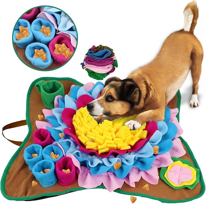 Pet Snuffle Mat for Dogs Sniffle Interactive Treat Game for Boredom Anxiety Relief Dog Feeding Mat Enrichment Dog Puzzles for Dogs Encourages Natural Foraging Skills & Mental Stimulation