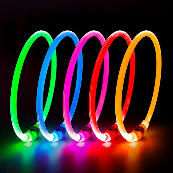 HIGO Light Up Dog Collar USB Rechargeable LED Dog Collar Glow in The Dark, TPU Flash Dog Necklace Light Make Your Dogs Be Visible& Safe (Orange)